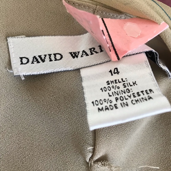 David Warren Size 14 Vintage Y2K Beige Floral Slinky Silk Cowl Neck Midi Dress - Picture 2 of 9